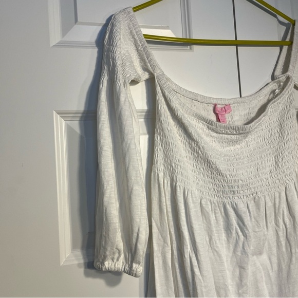NEW Lilly Pulitzer Womens White Trina Beach Off the Shoulder Shift Dress Small - Picture 4 of 10